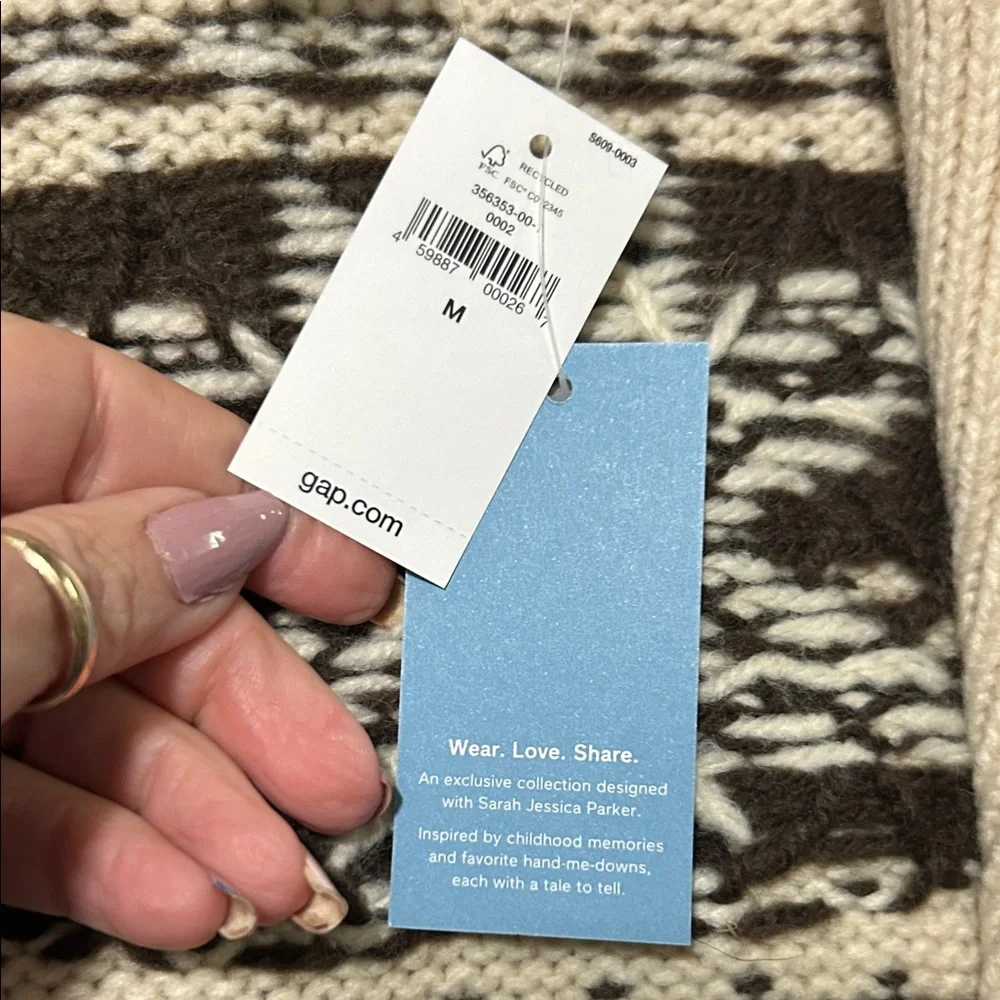 NWT GAP Kids Cream and Brown Patterned Sweater